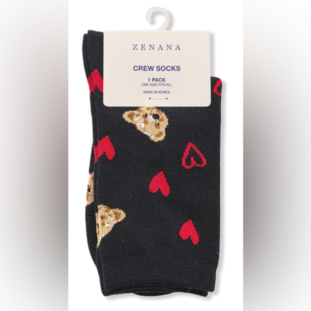 Black and Red Heart Patterned Socks - Picture 2 of 3